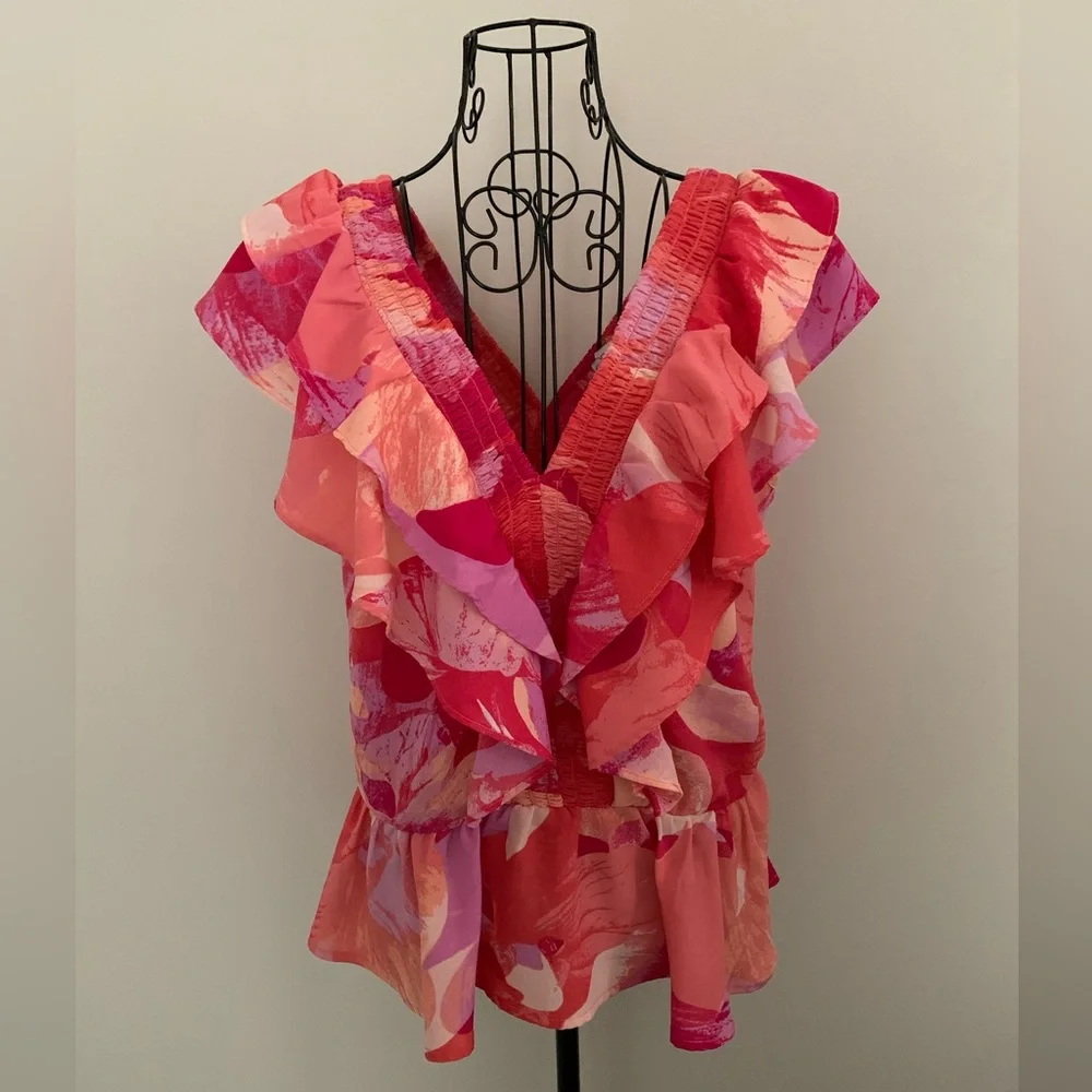 Sofia Smocked V-Neck Ruffle Top - Picture 12 of 12